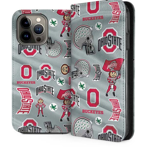 Ohio State University Pattern iPhone 15 Pro Max Folio Case